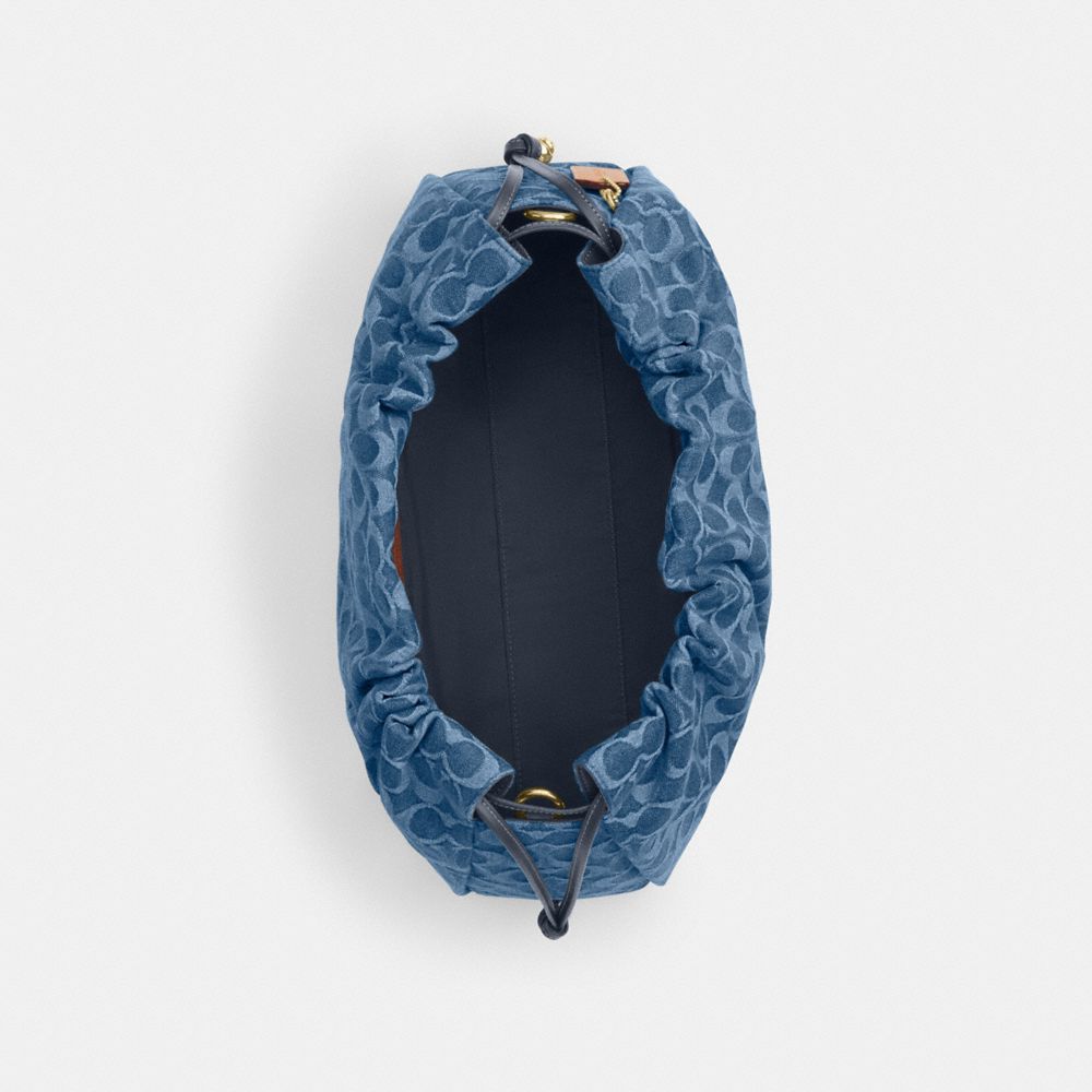 Coach Faye Large Shoulder Bag In Signature Denim Gold Indigo