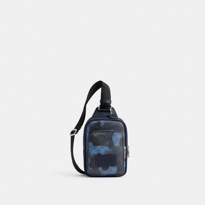 Coach Racer Sling Pack In Signature Camo Print Silver Blue Multi