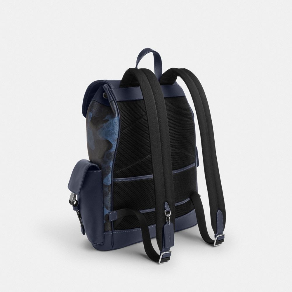 Coach Clark Backpack In Signature Camo Print Silver Blue Multi
