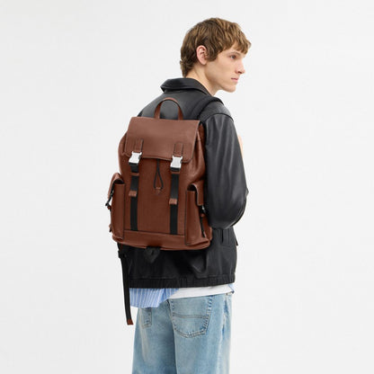 Coach Clark Backpack In Signature Leather Silver India