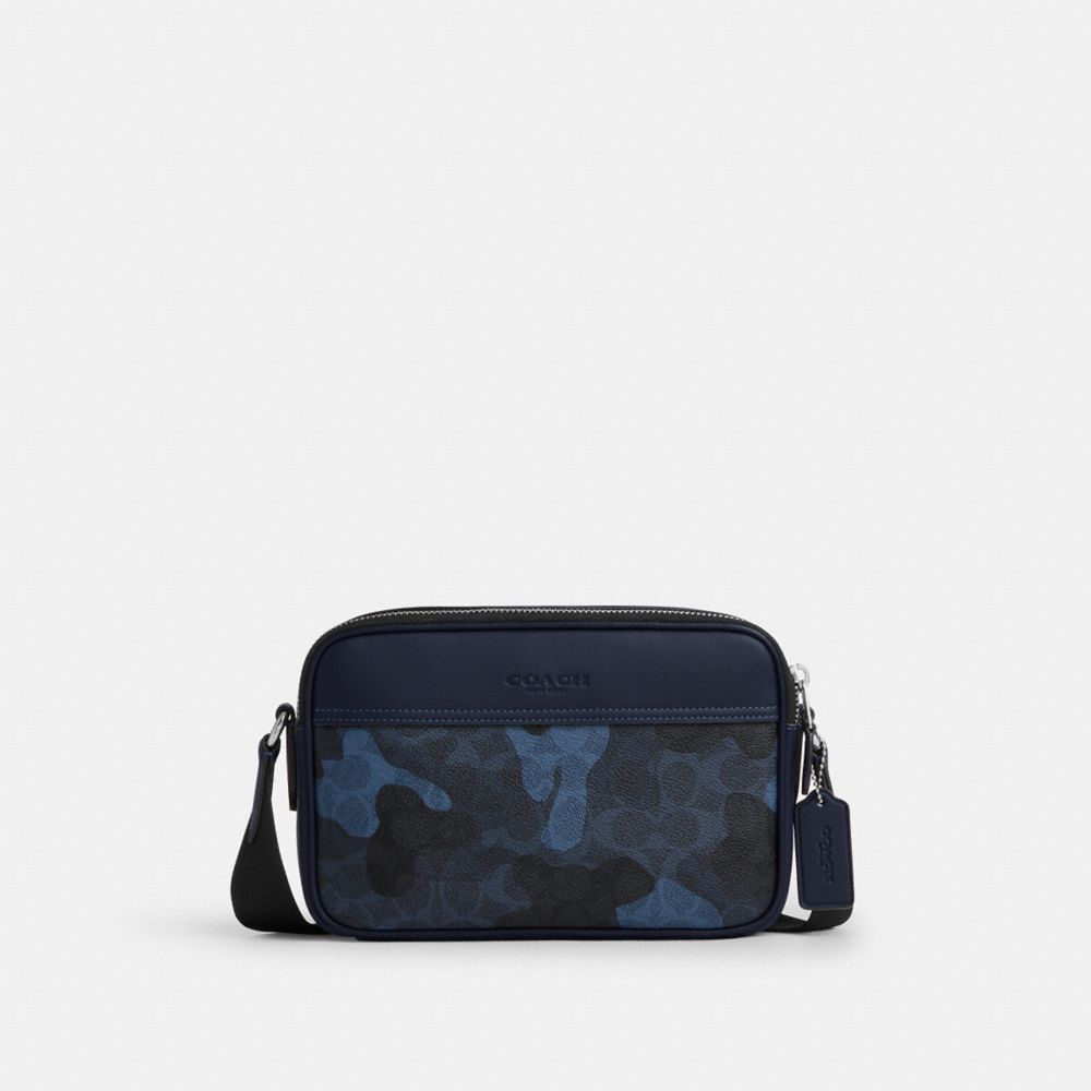 Coach Graham Crossbody Bag In Signature Camo Print Silver Blue Multi