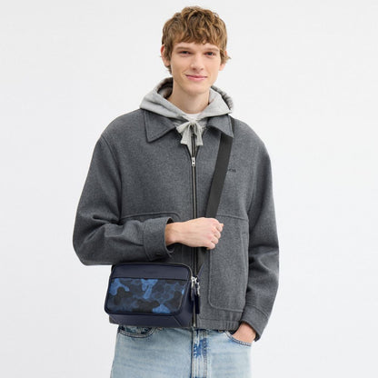 Coach Graham Crossbody Bag In Signature Camo Print Silver Blue Multi