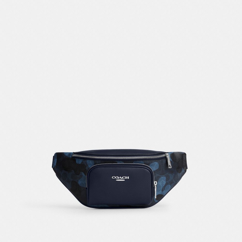 Coach Racer Small Belt Bag In Signature Camo Print Silver Blue Multi