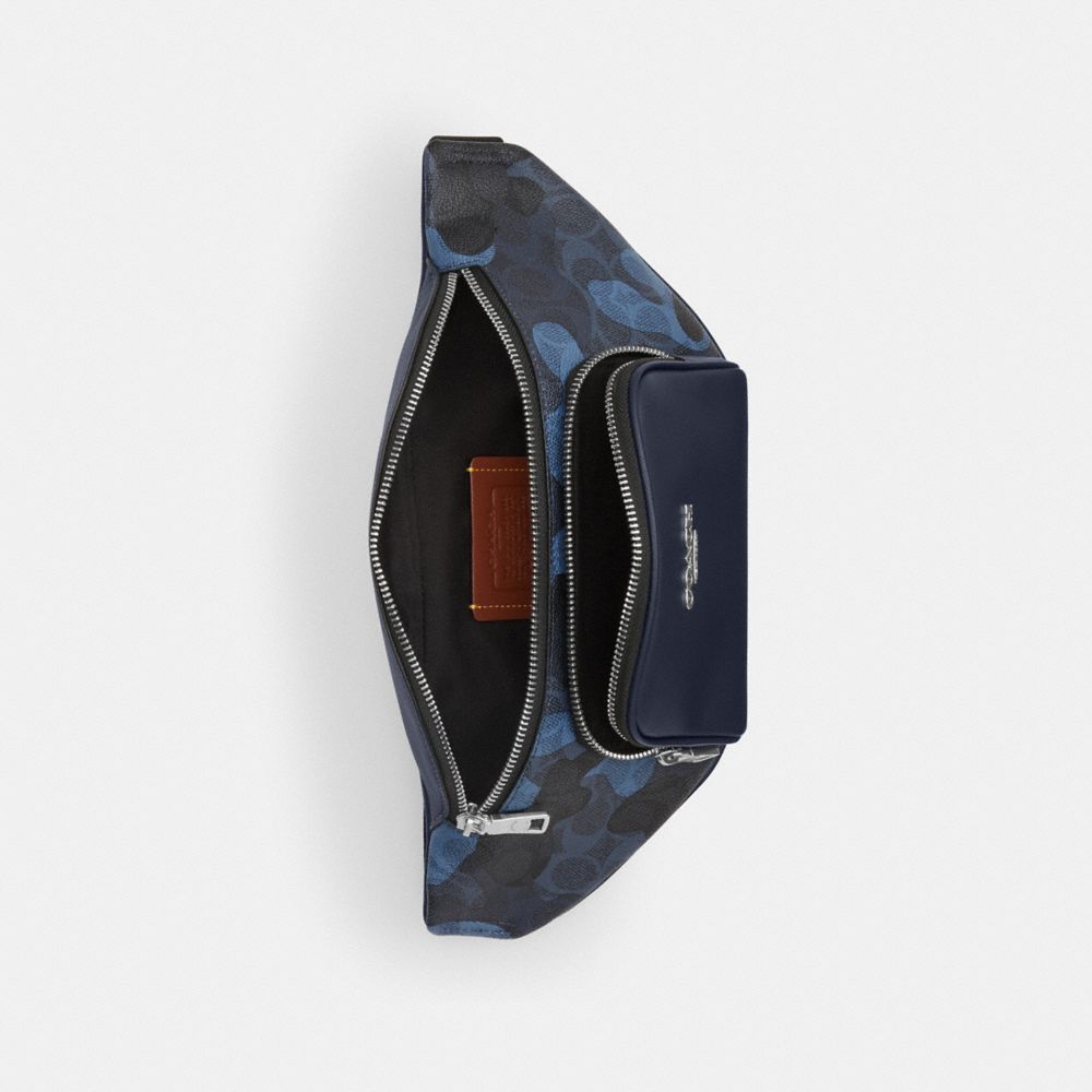 Coach Racer Small Belt Bag In Signature Camo Print Silver Blue Multi