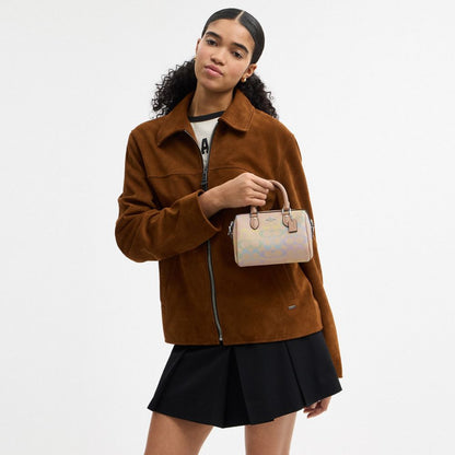 Coach Mini Rowan Crossbody Bag In Rainbow Signature Canvas Silver Sand Multi