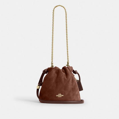 Coach Faye Mini Drawstring Bag With Quilting Gold Vintage Brown Maple