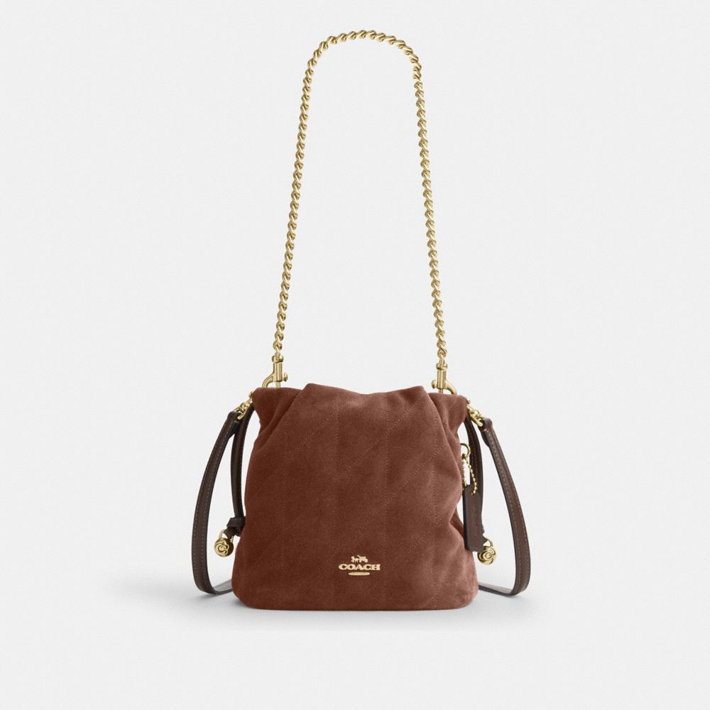 Coach Faye Mini Drawstring Bag With Quilting Gold