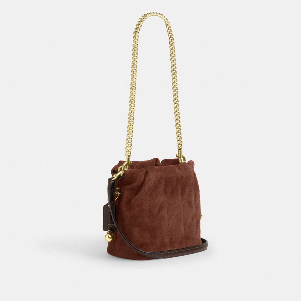 Coach Faye Mini Drawstring Bag With Quilting Gold Vintage Brown Maple