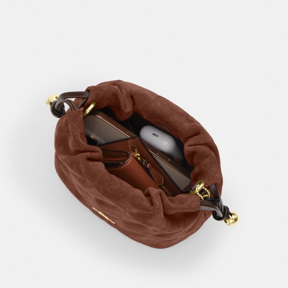 Coach Faye Mini Drawstring Bag With Quilting Gold