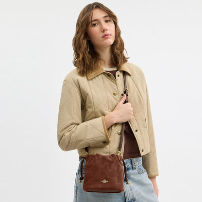 Coach Faye Mini Drawstring Bag With Quilting Gold Vintage Brown Maple