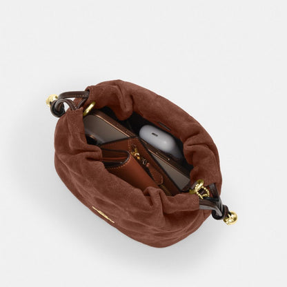 Coach Faye Mini Drawstring Bag With Quilting Gold Vintage Brown Maple