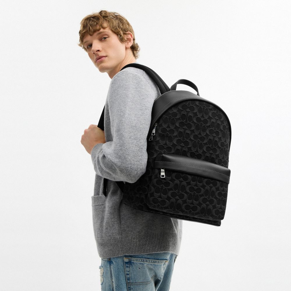 Coach Taylor Backpack In Signature Denim Silver Black