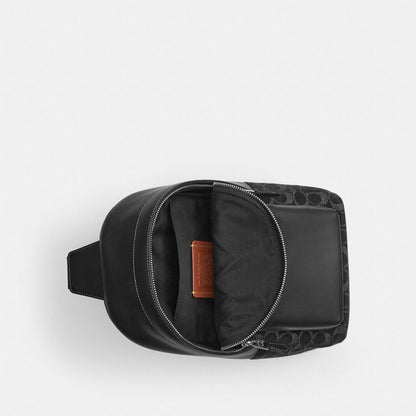 Coach West Pack In Signature Denim Silver Black