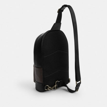 Coach West Pack In Signature Canvas With Varsity Stripe Gunmetal
