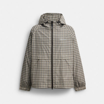 Coach Plaid Windbreaker In Recycled Polyester Beige