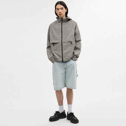 Coach Plaid Windbreaker In Recycled Polyester Beige