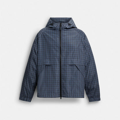 Coach Plaid Windbreaker In Recycled Polyester Blue
