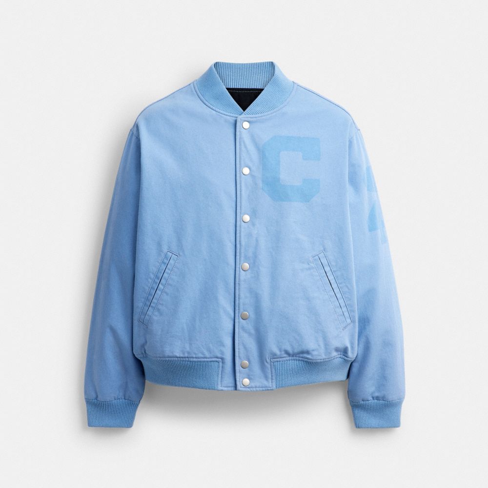 Coach Canvas Varsity Jacket Cerulean Light Blue