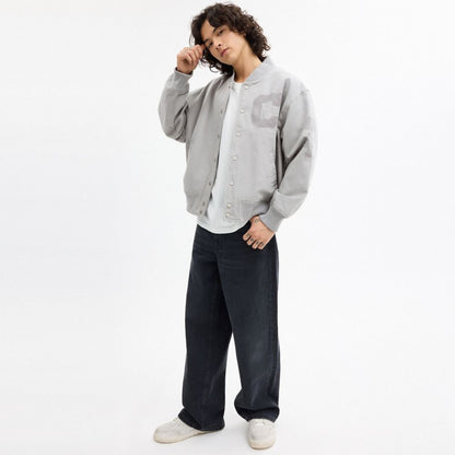 Coach Canvas Varsity Jacket Light Grey