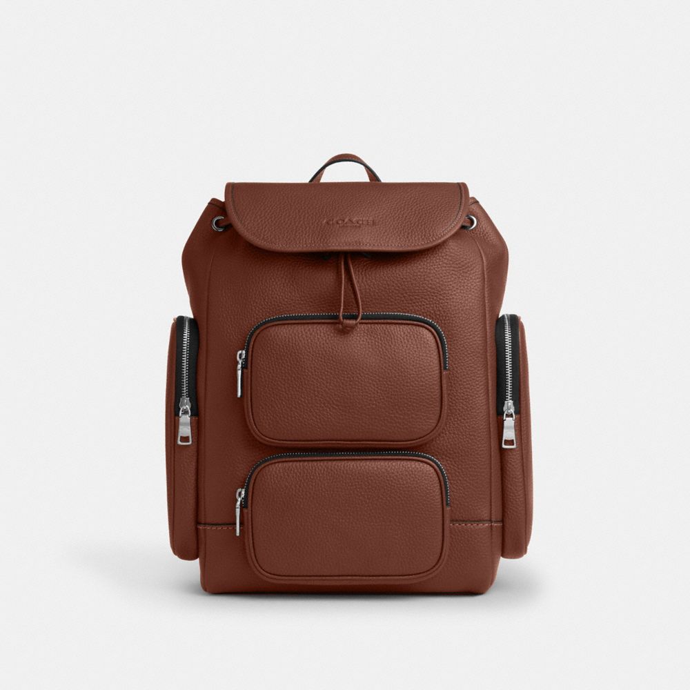 Coach Finn Backpack Silver Vintage Brown