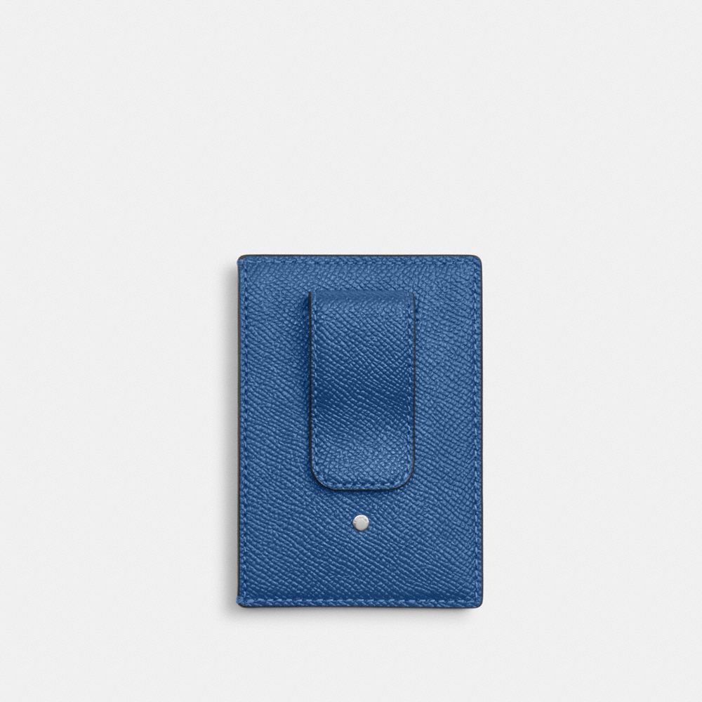 Coach Card Case With Money Clip Silver/True Blue