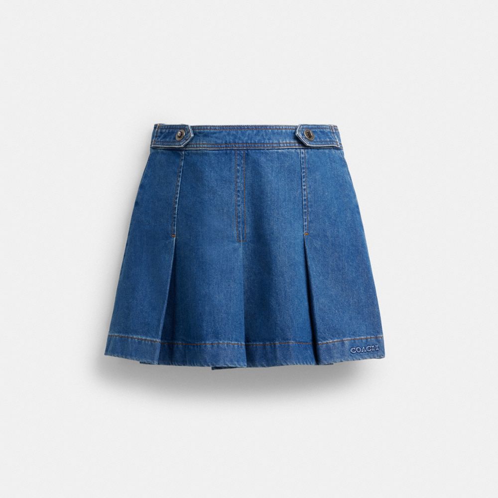 Coach Denim Pleated Skirt Western Wash