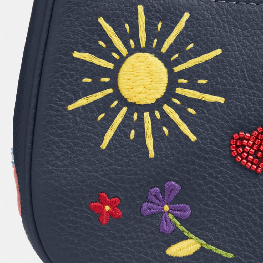 Coach Teri Mini Crossbody Bag With Embroidery Gold Dark Denim