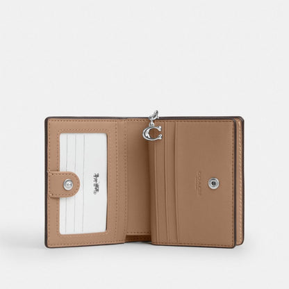 Coach Snap Wallet In Rainbow Signature Canvas Silver