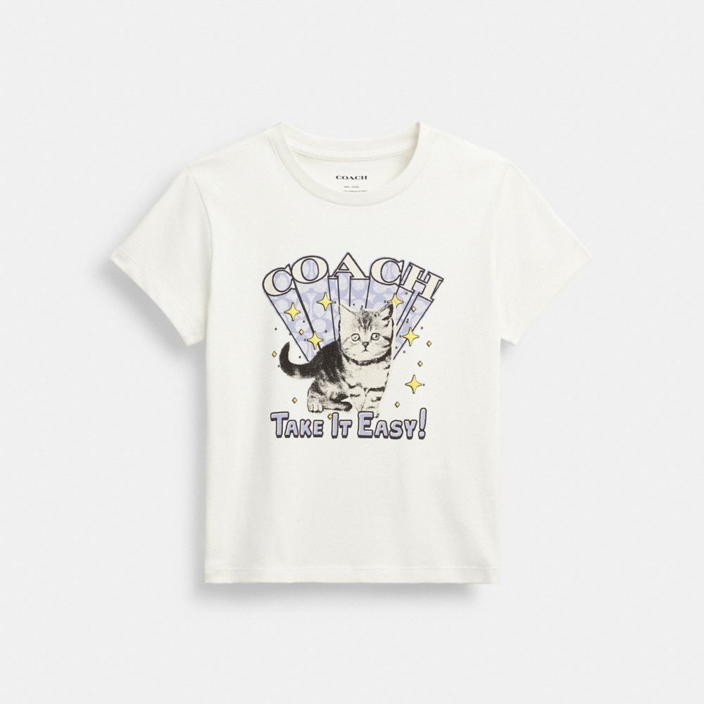 Coach Cat T Shirt In Organic Cotton Vintage Ivory