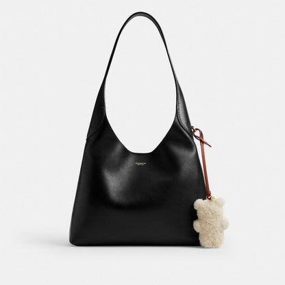Coach Bear Puffy Bag Charm In Shearling Brass Beige