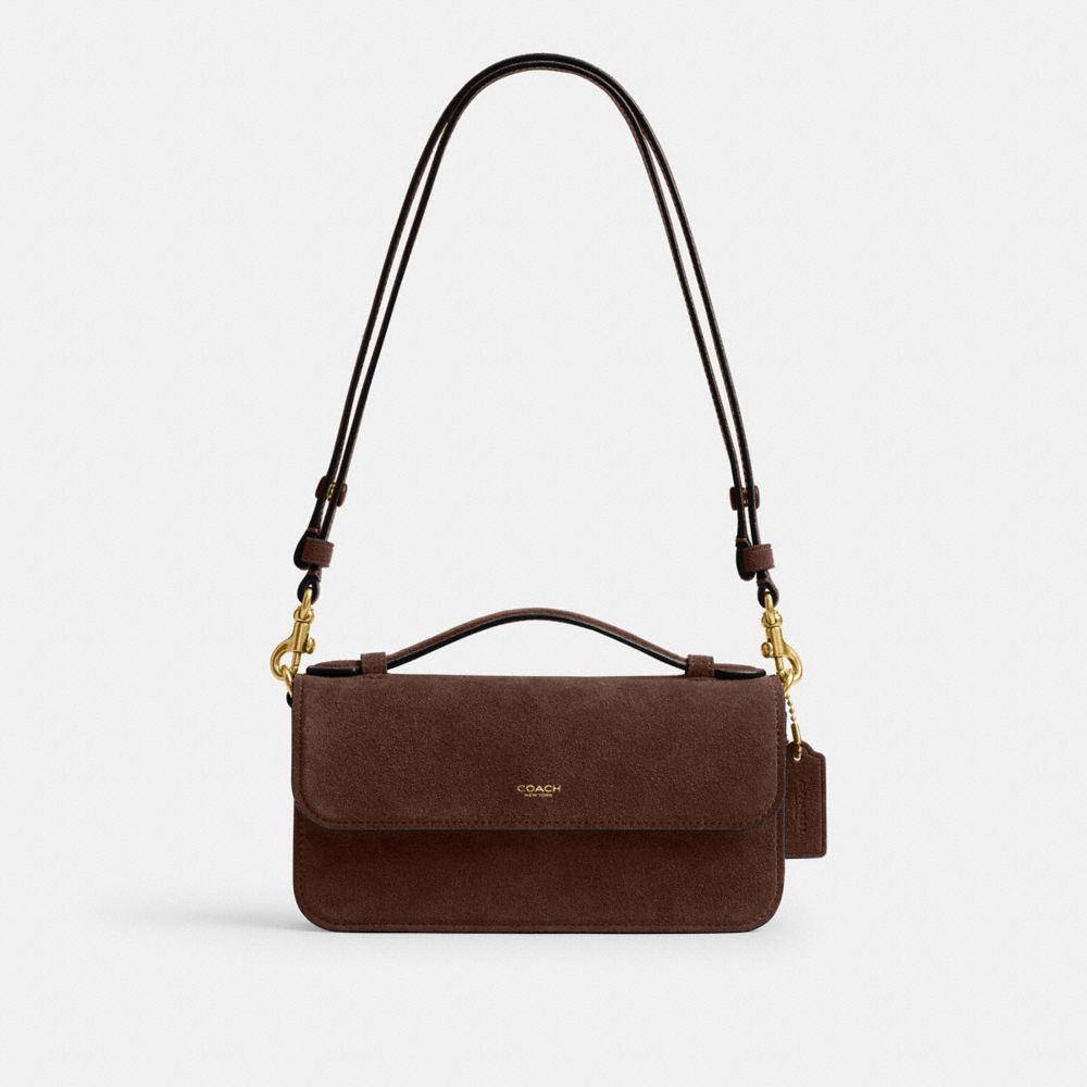 Coach Elora Top Handle Crossbody Bag Brass Dark Chocolate