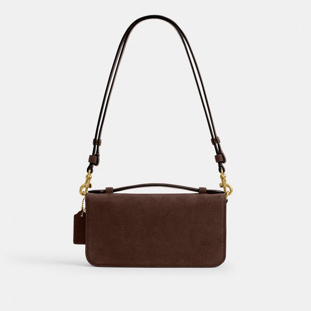 Coach Elora Top Handle Crossbody Bag Brass Dark Chocolate