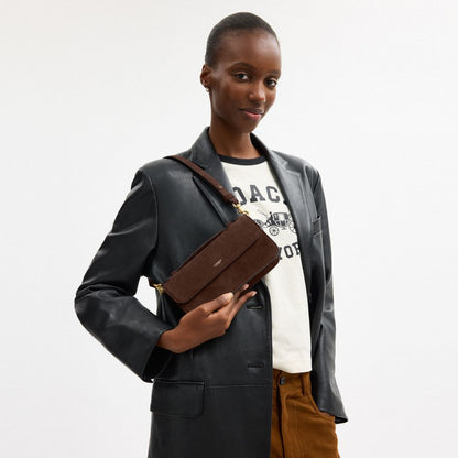 Coach Elora Top Handle Crossbody Bag Brass Dark Chocolate