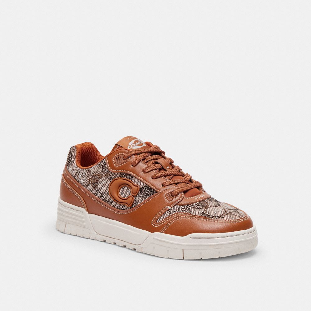 Coach Soho Sneaker In Crystal Signature Jacquard Cocoa Burnished Amber