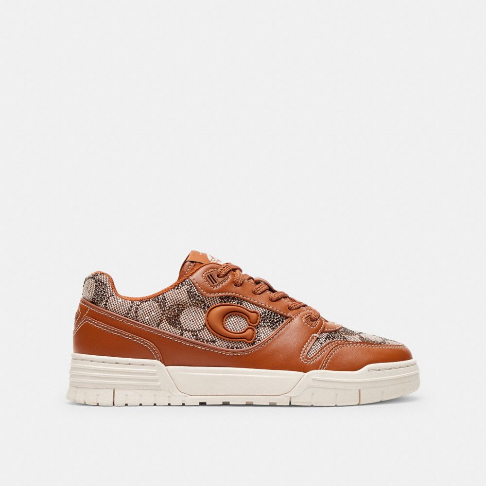 Coach Soho Sneaker In Crystal Signature Jacquard Cocoa Burnished Amber