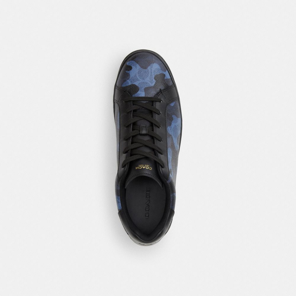 Coach High Line Sneaker In Signature Canvas With Camo Print Blue Camo