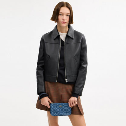 Coach Nolita 19 In Signature Denim Gold Indigo