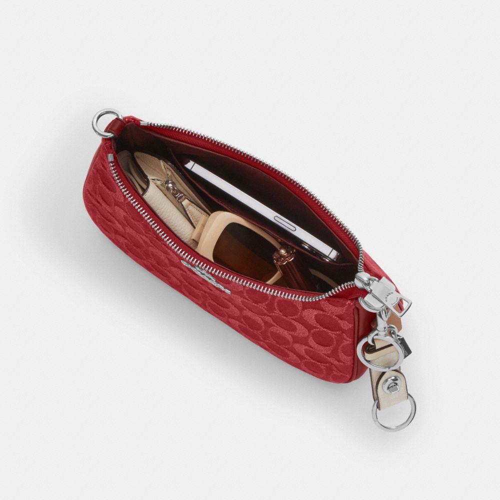 Coach Teri Shoulder Bag In Signature Denim Silver True Red