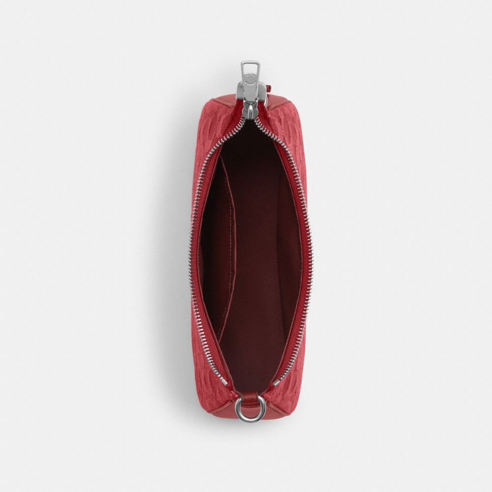 Coach Teri Shoulder Bag In Signature Denim Silver True Red