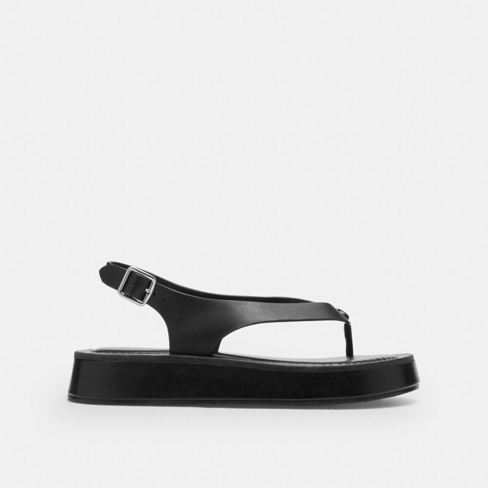 Women's Coach Sculpted C Platform Thong Sandal Black