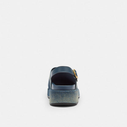 Women's Coach Sculpted C Platform Clog In Loved Denim Dark Indigo