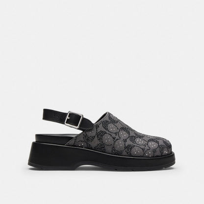 Women's Coach Sculpted C Platform Clog In Crystal Signature Jacquard Black
