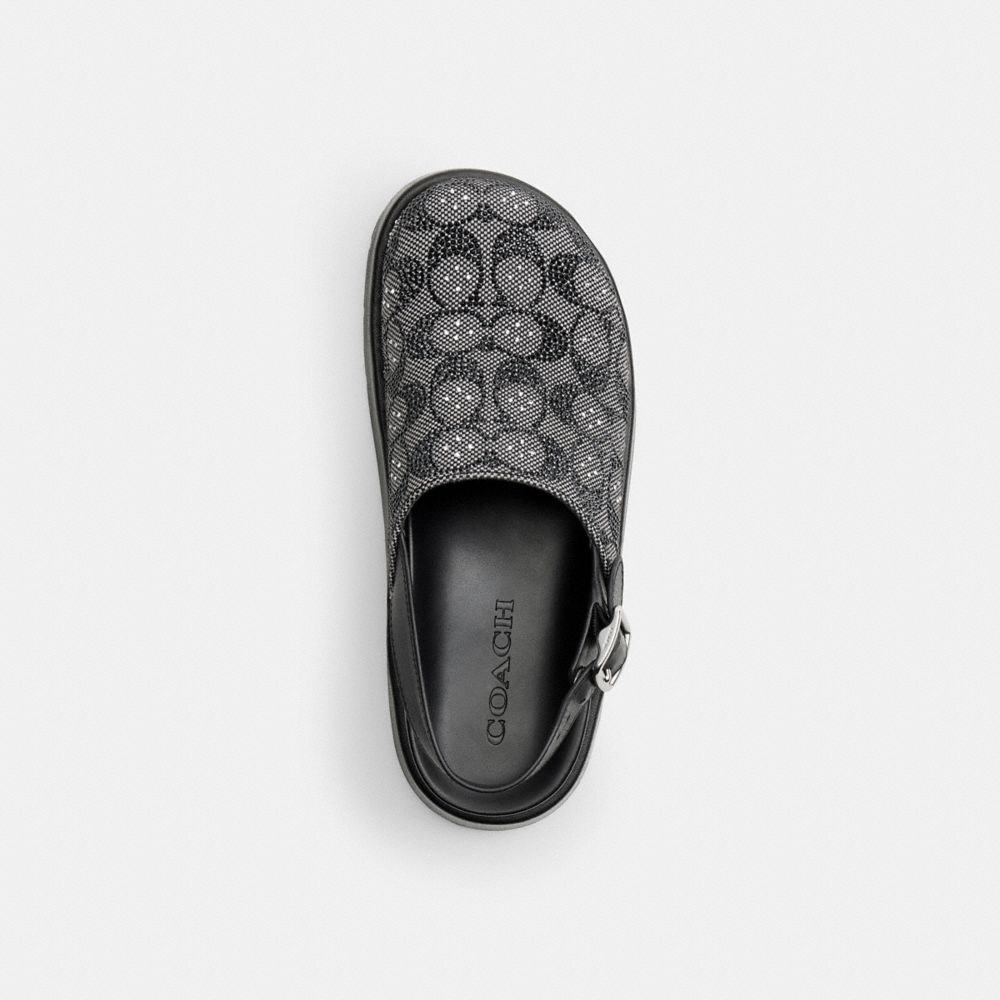 Women's Coach Sculpted C Platform Clog In Crystal Signature Jacquard Black