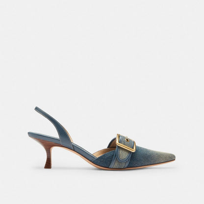 Women's Coach Margot Slingback In Loved Denim Dark Indigo
