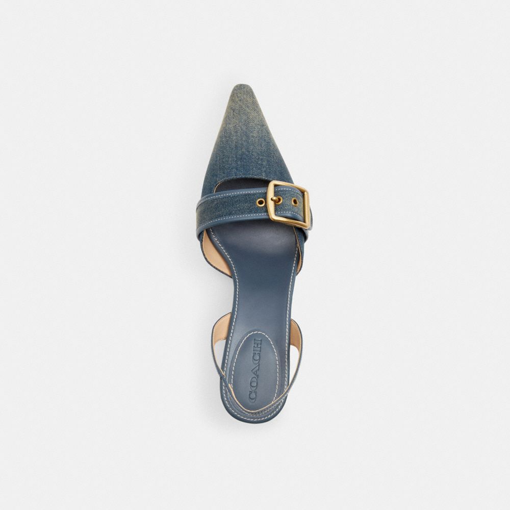 Women's Coach Margot Slingback In Loved Denim Dark Indigo