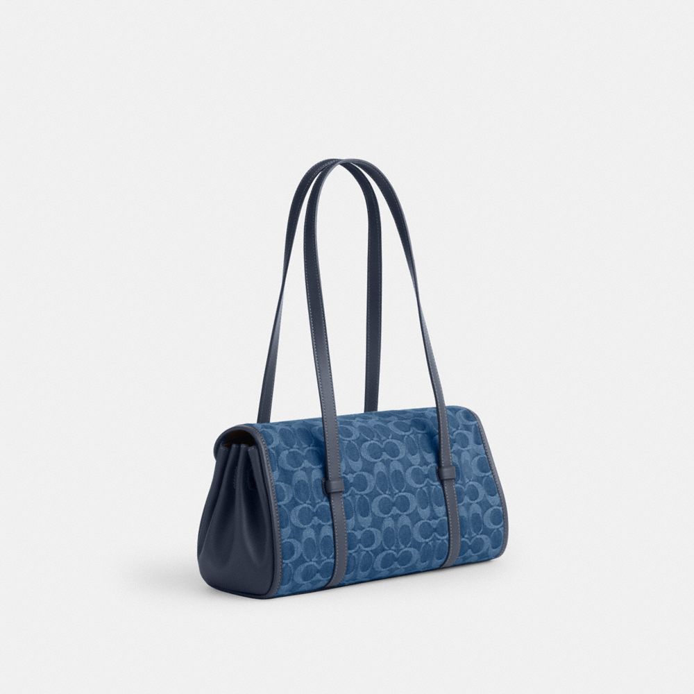 Coach Bridget Flap Shoulder Bag In Signature Denim Gold Indigo
