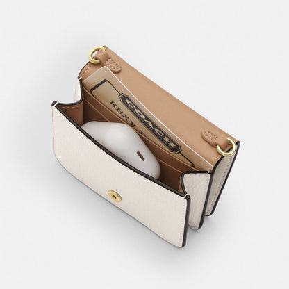 Coach Mini Wallet On A Chain With Heart Rivets Gold Chalk