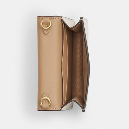 Coach Mini Wallet On A Chain With Heart Rivets Gold Chalk