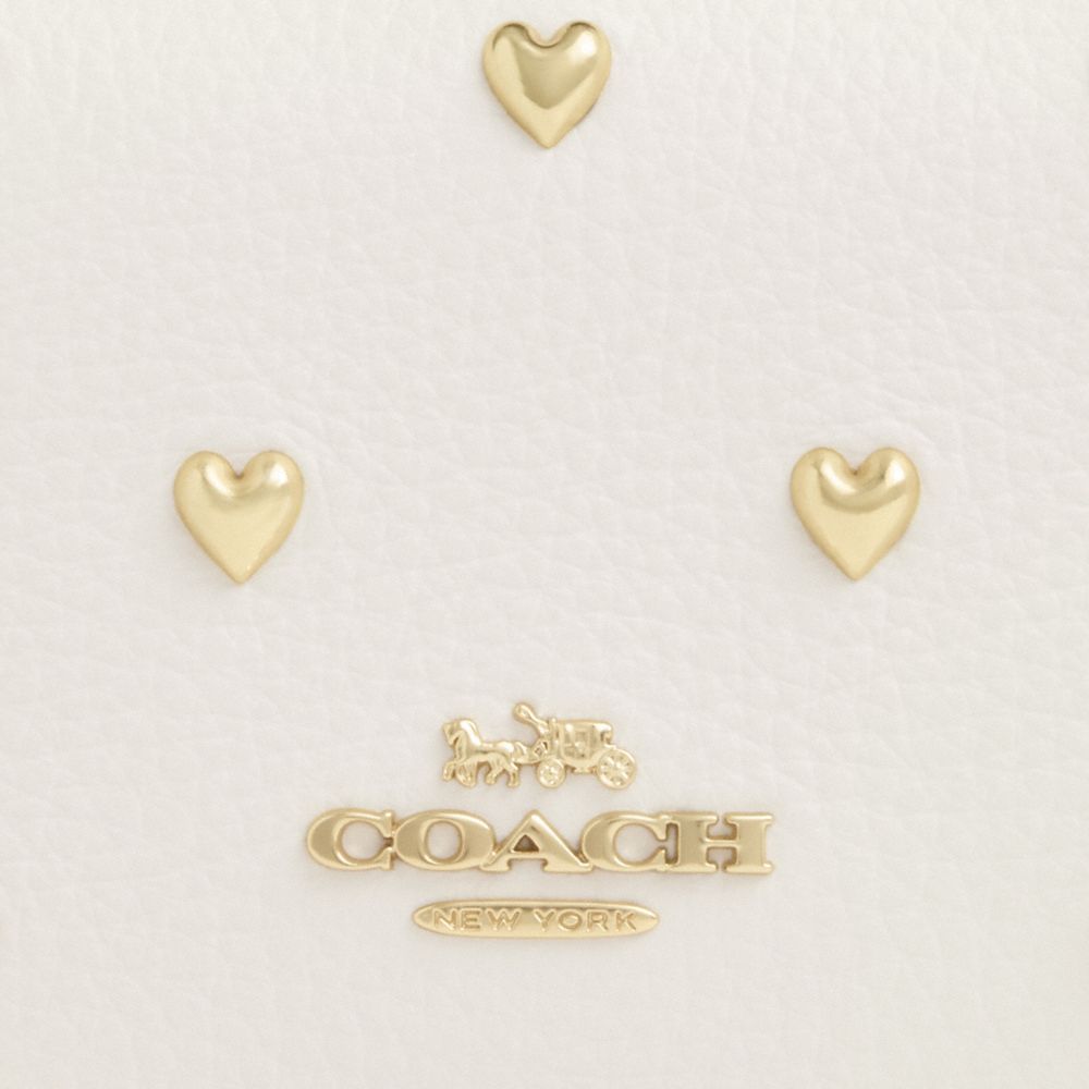 Coach Mini Wallet On A Chain With Heart Rivets Gold Chalk