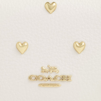 Coach Mini Wallet On A Chain With Heart Rivets Gold Chalk